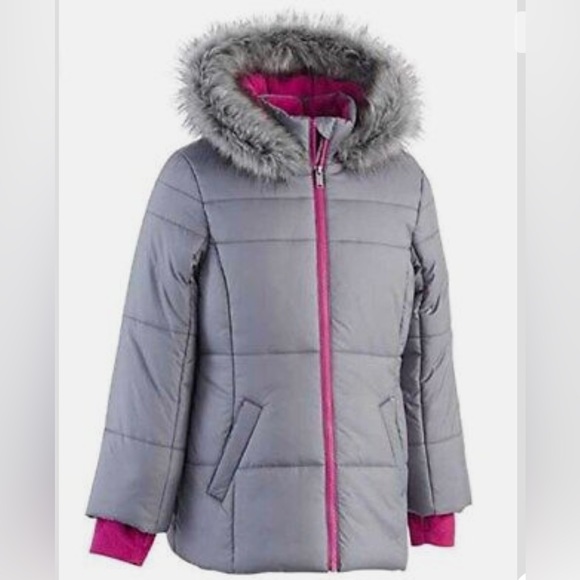 BNWT Calvin Klein Girls' Hooded Puffer Jacket Dark Grey-XL 16